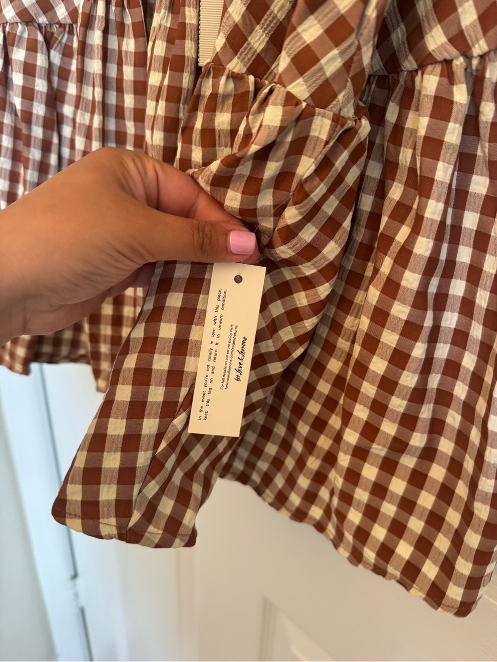 For Love & Lemons Gingerbread Gingham Minidress - Picture 2 of 3